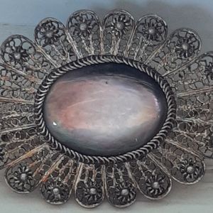 Vintage 1950's grey abalone brooch pin